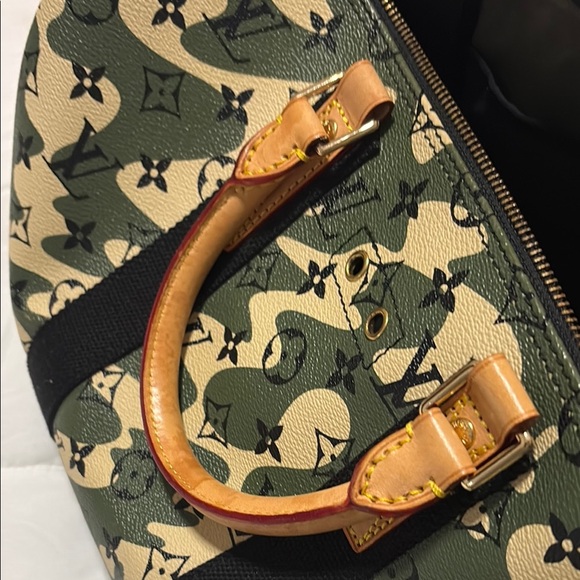 Faux Louis Vuitton Green and Tan Monogram Bag - Picture 5 of 7
